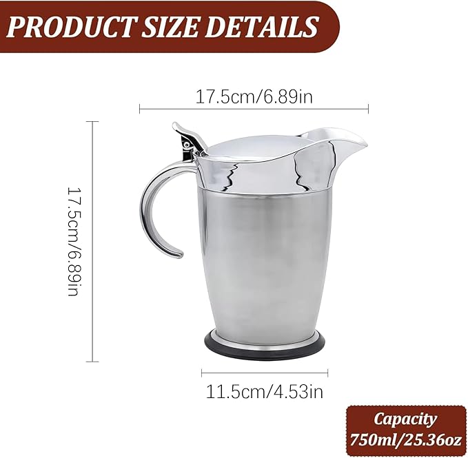 Sauce Bottles | 750ml Gravy Container - with Lid Anti-Drip Spout Insulated Maple Syrup Dispenserfor Family Gatherings Small Banquets Buffet Table Butter Kitchen Restaurant Party