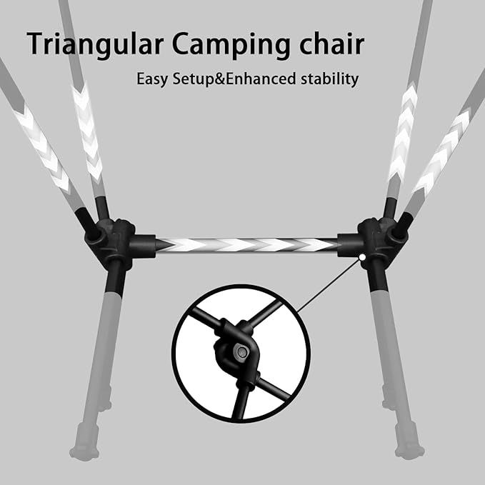 Folding Camping Chair for Adults Heavy Duty 300lbs Capacity Compact Backpacking Hiking Chair – Portable Durable Outdoor Chair with Ergonomic Support (Black)