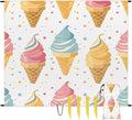 Waterproof Sandproof Beach Blanket 59''×68'' Ice Cream Polyester Outdoor Picnic Blanket with 4 Stakes &amp Storage Bag for BeachCampingVacation White Background