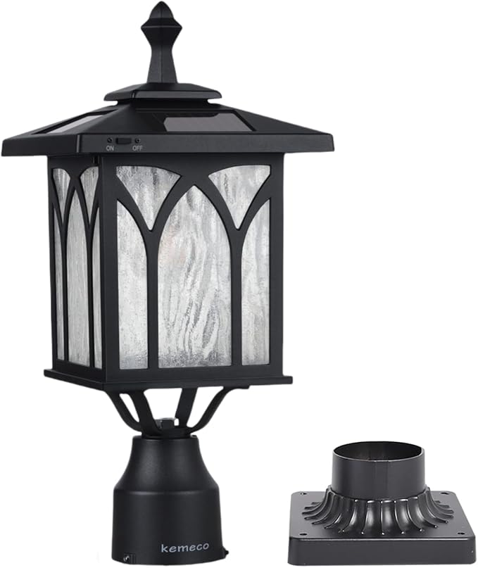 Kemeco Solar Post Light Outdoor Cast Aluminum LED Lamp Fixture with 3-Inch Fitter Base for Yard Garden Post Pole Gates Pillar Mount Landscape Driveway Decor