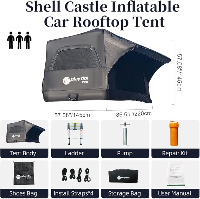 UNISTRENGH Waterproof Inflatable Car Rooftop Tent Lightweight Portable Family Outdoor Camping Roof Top Tent for SUV Jeep Cars