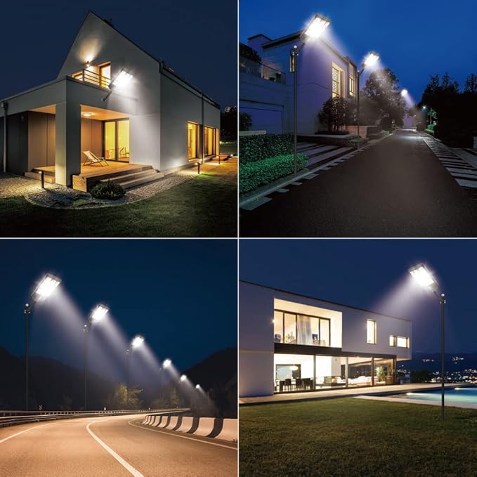 TINSUM Solar Lights Outdoor Motion Sensor4200W Dusk to Dawn Solar Street Lights Super Bright 7000K Flood Lights IP66 Waterproof Solar Powered for Parking Lot Street Yard