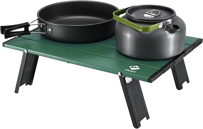 VILLEY Portable Mini Folding Beach Table Ultralight Aluminum Side Table with Carry Bag for Camping Picnics and Outdoor Activities