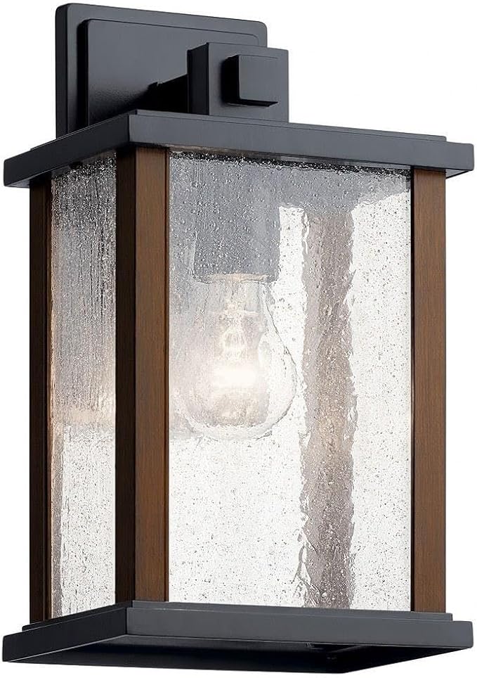 Kichler Marimount 12.75 Outdoor Wall Light in Black 1-Light Exterior Wall Sconce with Clear Ribbed Glass (12.75 H x 7.5 W) 59017BK