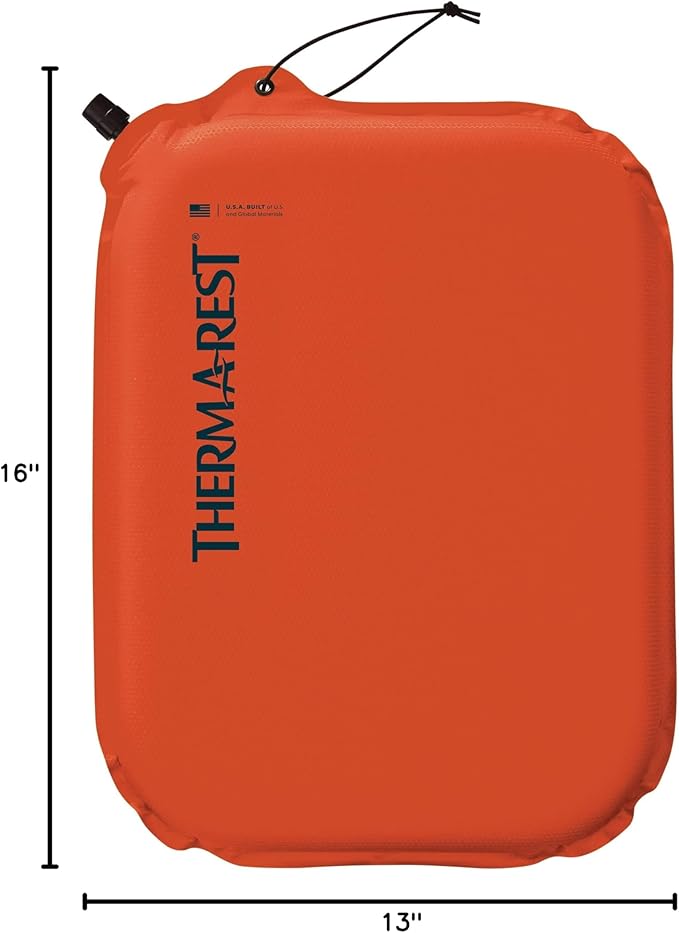 Therm-a-Rest Lite Seat Ultralight Inflatable Seat Cushion Orange Polyester 13 x 16 Inches