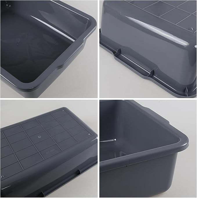 Rosebloom 35 L Plastic Commercial Bus Tub Gray Plastic Large Bus Box 4 Packs