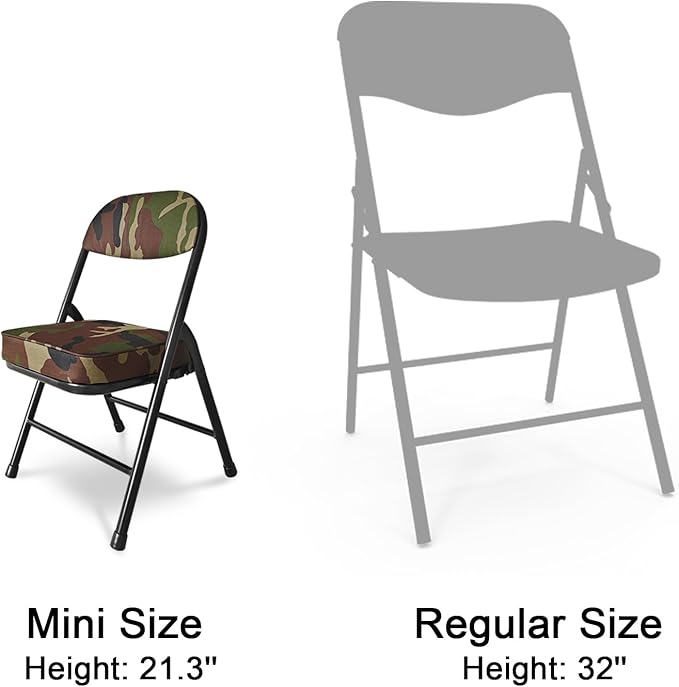 Mini Padded Folding Chairs Garage Stool Portable Camping Chair with Cushion Lightweight Lawn Chair for Outdoor Sports Events Patio Fishing Hiking Hunting Picnic Beach (Camo Green)