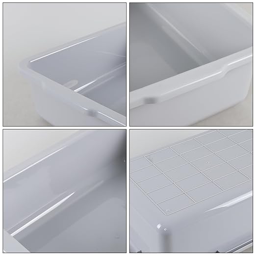 Saedy 32 L Gray Commercial Bus Tub Large Plastic Restaurant Bus Box 4 Pack