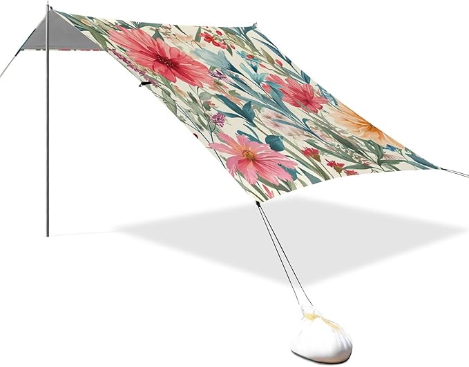 Beach Tent Sun Shelter Gorgeous Spring Flowers Lightweight &amp Easy Setup Beach Shade Canopy for Camping Fishing