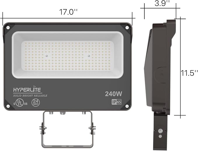 HYPERLITE LED Flood Light 240W 28800LM 5000K Daylight IP65 Waterproof Outdoor Floodlights UL Certified for CourtGardenWarehouse