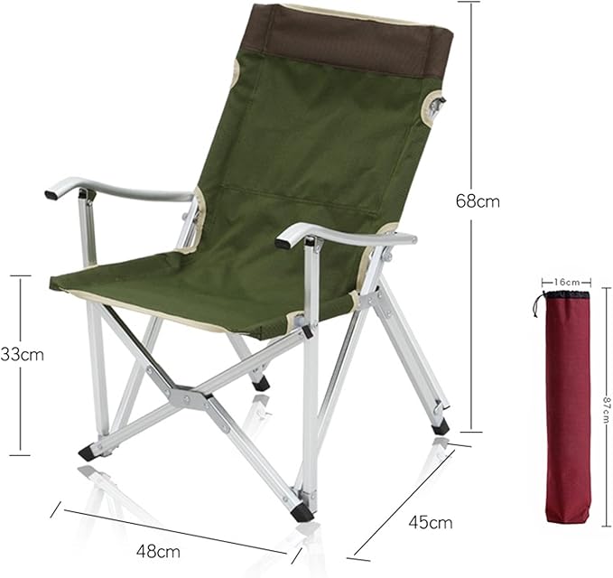 Outdoor Aluminum Alloy Folding Fishing Chair for Beach Camping and Nap Portable Lounge Chair for Leisure and Back Support