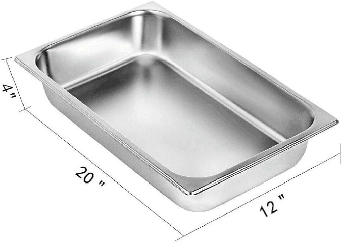 4 Pack Stainless Steel Steam Hotel Pan 20 x 12 x 4 In Deep Steam Table Pan with Lid Food Service Pan for Party Kitchen Restaurant Hotel