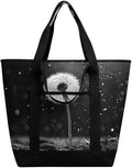 Insulated Shopping BagLarge Reusable Cooler Bags Dandelion Black And White Printed Foldable Shopping BagTravel Waterproof Shoulder Bag