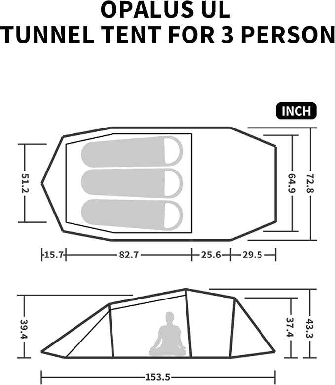 Naturehike Opalus 4 Season Camping Tent Waterproof 2-3 Person Backpacking Tent Double Layer Tunnel Winter Tents for Camping
