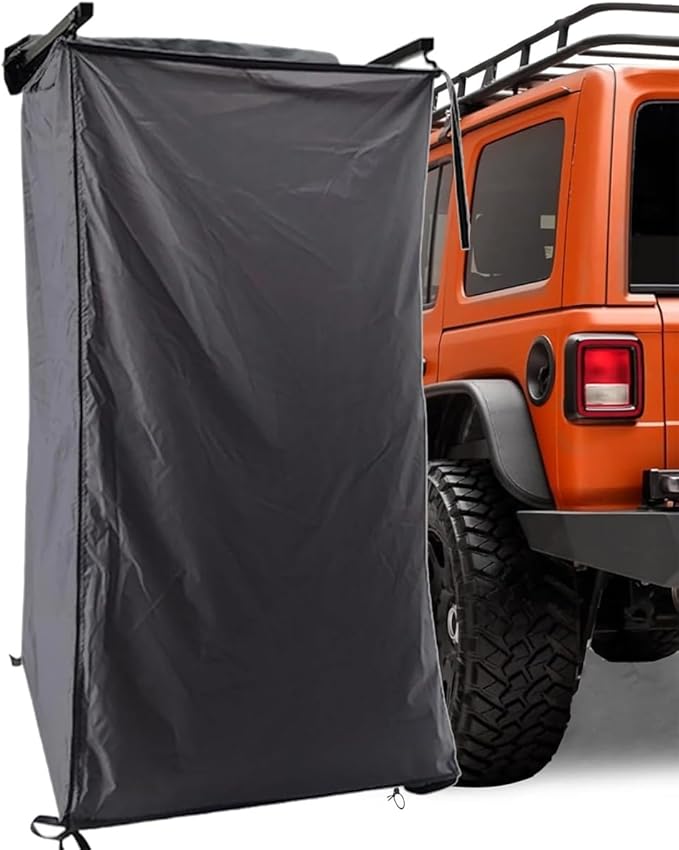 Vehicle Side Shower Tent RV Outdoor Shower Enclosure Outdoor Camping Awning Shower Room Waterproof for Long Road Trips Van Beach(Black)
