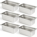 CURTA 6 Pack Anti-Jam Hotel Pans 1/4 Size 4 Inch Deep NSF Commercial 18/8 Stainless Steel Chafing Steam Table Pan Catering Storage Metal Food Pan