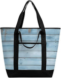 Insulated Shopping BagLarge Reusable Cooler Bags Blue Wood Printed Foldable Shopping BagTravel Waterproof Shoulder Bag