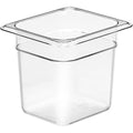 Cambro Camwear Food Pan Plastic 1/6 Size 6'' Deep Polycarbonate Clear NSF (6 Pieces/Unit) Pack of 6