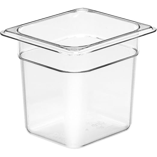 Cambro Camwear Food Pan Plastic 1/6 Size 6'' Deep Polycarbonate Clear NSF (6 Pieces/Unit) Pack of 6