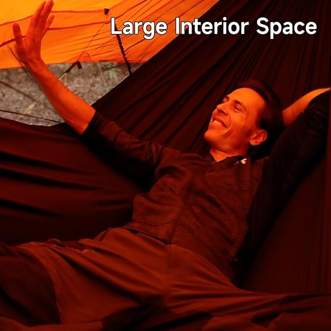 SkyNest 11ft Hammock with Net and Rain Fly Tarp 4 in 1 Camping Hammock Tent Ultralight Portable Double-Layer Hammock with Ridge Rope for Camping Hiking and Backpacking