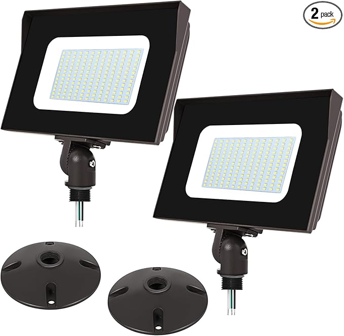 LED Flood Lights Outdoor 100W 13000LM IP65 Waterproof Adjustable Knuckle Mount LED Security Light800W Halogen Equiv5000K Daylight Dusk to Dawn Flood Light for Yard Garage2 Pack