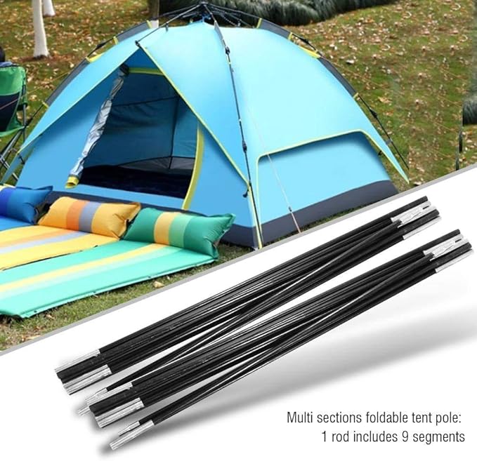 4.9M Tent Poles Replacement for Tarp Multi Sections Foldable Adjustable Fiberglass Tarp Poles for Camping BackpackingLightweight Replacement Tent Poles