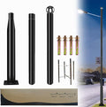 Street Light Pole 10 Ft Tall - Outdoor Adjustable Heavy Duty Metal Street Lamp Post for Outside Solar Street Lights with Mounting Rebar Cage Base for BackyardParking LotWalkway