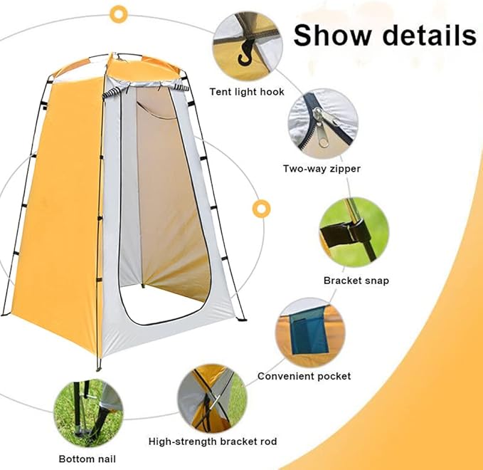 Sunshade Bathing Tents Folding Beach Privacy Shelter Tent Waterproof Protection Tear-Resistant for Camp Fishing (Yellow Gray)