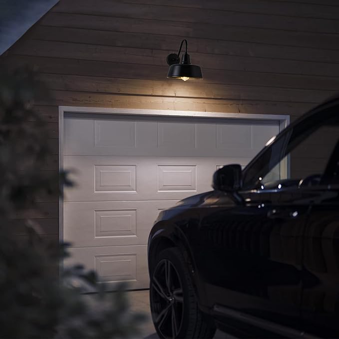 Gooseneck Barn-Lights Outdoor Fixture - 11 inch Farm Style Black Large Lighting Farmhouse Exterior Sconce Wall Light for House Dusk to Dawn Sensor Front Door Porch Garage (11 inch)