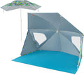 Goplus Convertible Beach Tent for 2-4 People 2-in-1 Sun Umbrella with Roll-Up Windows Dual Side Flaps Groundsheet &amp Carry Bag UPF 50+ Beach Shade Shelter for Camping Picnic &amp Sports Event