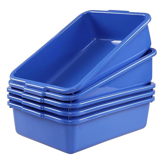 Pekky 5-Pack 8 L Commercial Bus Tubs Small Restaurant Utility Bus Box Blue