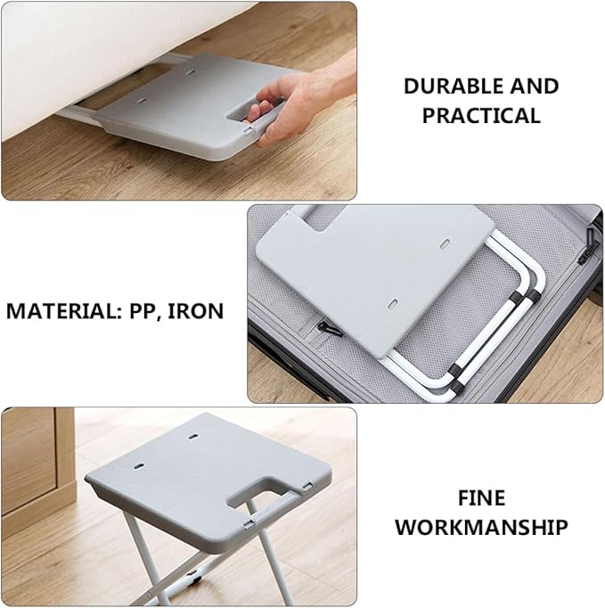 Foldable Outdoor Stool Portable Small Plastic Stool Anti-Slip Lightweight Balcony for Camping Fishing Hiking Gray