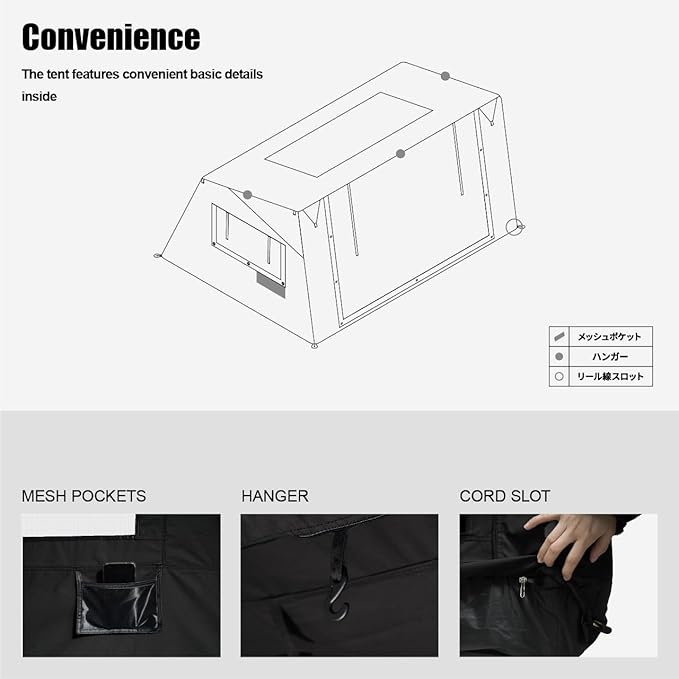 2025 Upgraded Canvas Inflatable Camping Tent with Pump Easy Setup Blow Up Air Tent for CampingNo Assembly Needed Air Tent with Mesh Skylight Windows&ampDoors