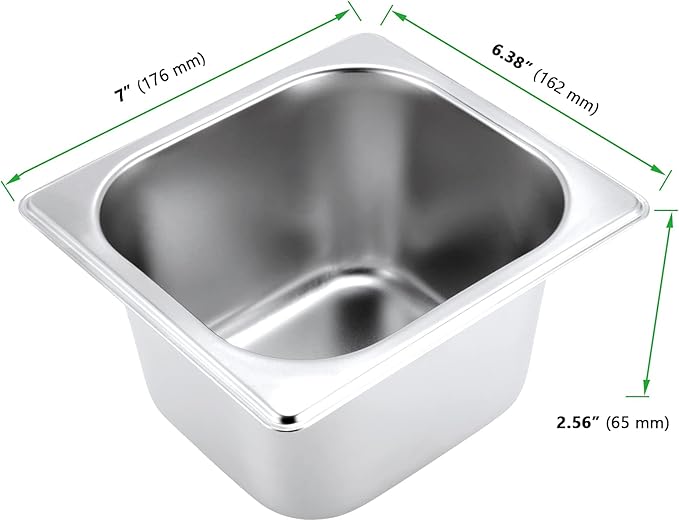 JAPCHET 8 Pack 1/6 Size 2-1/2 Inch Deep Steam Pan Steam Table Chafer Pan Stainless Steel Hotel Pan Food Pan for Buffet Restaurants Catering