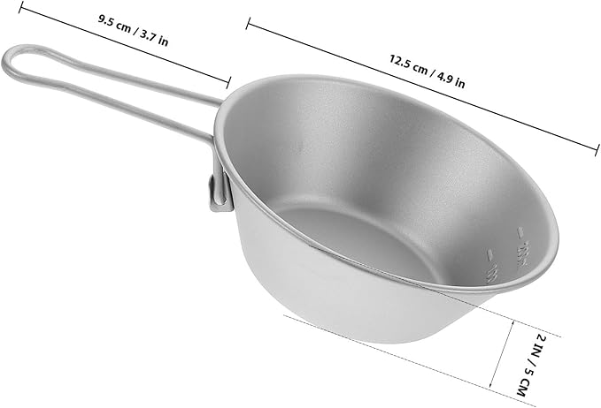 VICASKY Portable Titanium Camp Bowl with Folding Handle Lightweight Outdoor Salad and Fruit Dish Bowl for Hiking Backpacking Travel and Picnic Use
