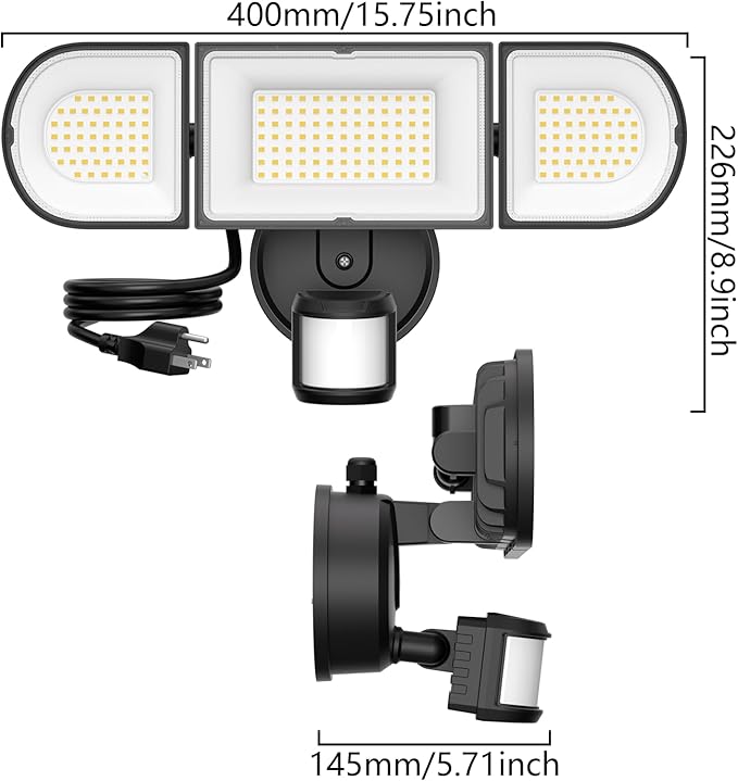 Onforu 130W LED Motion Sensor Outdoor Lights Plug in Dusk to Dawn Outdoor Lighting 13000LM Motion Detector Outside Flood Light with Remote 6500K IP65 Waterproof Security Light(Black)