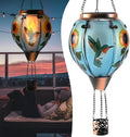 Hot Air Balloon Solar Lantern - Large Hummingbird Glass Lantern Simulated Flickering &amp Dancing Flame Outdoor Hanging Sunflower Yard Light Waterproof IP65 for Patio Lawn Porch Decor Gift