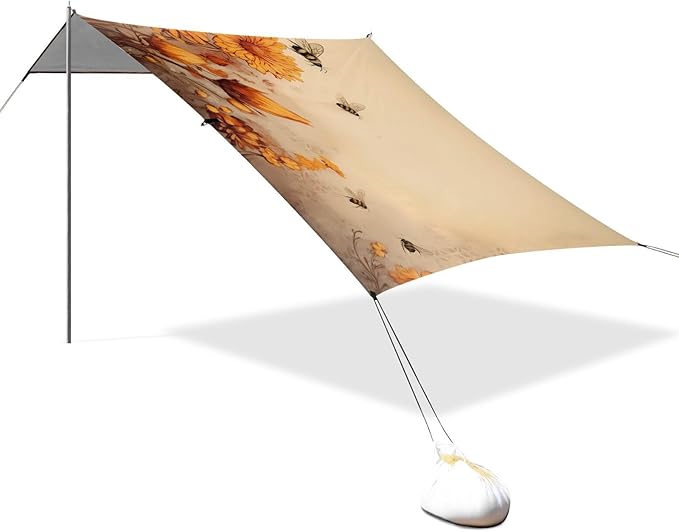 Vintage Sunflower Bee FlowersCamping Sun Shelters 9.2 x 10.5 FT Beach Canopy Tent Sun Shade with Carrying Bag for Camping Trips Fishing Backyard Fun or Picnics 21341511