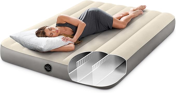 Intex Dura-Beam Air Mattress 64102E Single-High | Fiber-Tech | Full Size | 10in Height | 600lb Capacity | Pack of 3