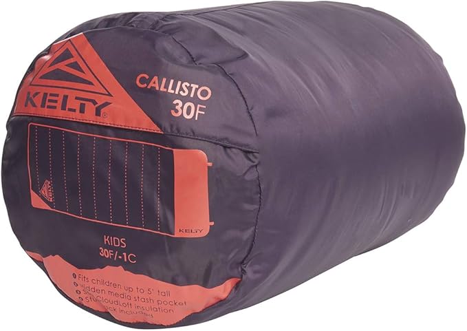 Kelty Camping-and-Hiking-Equipment Kelty Callisto Kids 30 Degree Synthetic Insulated Sleeping Bag Soft Shell Stuff Sack Included for Boys and Girls