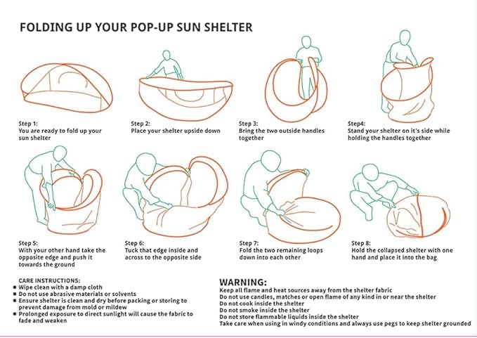 Pop-Up Beach Tent Sun Shade Portable Outdoor Family Shade Tent with Carrying Bag (Shelter Measures: 86 L x 47 W x 39 H)