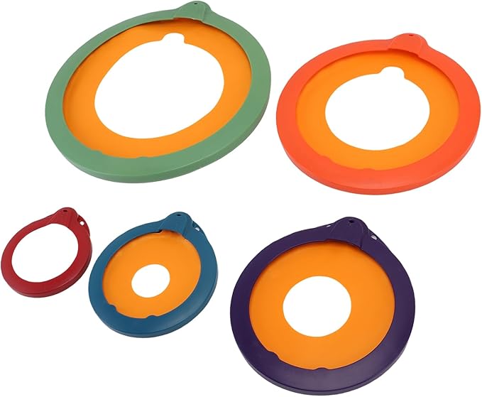 Reusable Food Storage Covers 5 Pack Plastic Sealing Lid Set Round Airtight Bowl Lids Microwave Splatter Guard for Containers Pots Cups