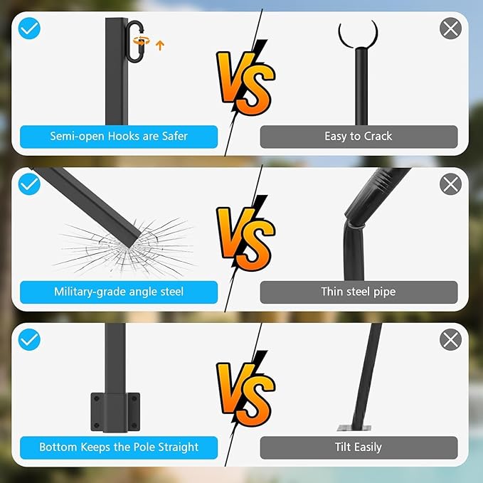 10 Pack String Light Poles2.8Ft Metal Poles for Outdoor String LightsOutdoor Light Poles with PostPoles/Stand for OutsidePatioDeckBackyardGarden WeddingParty