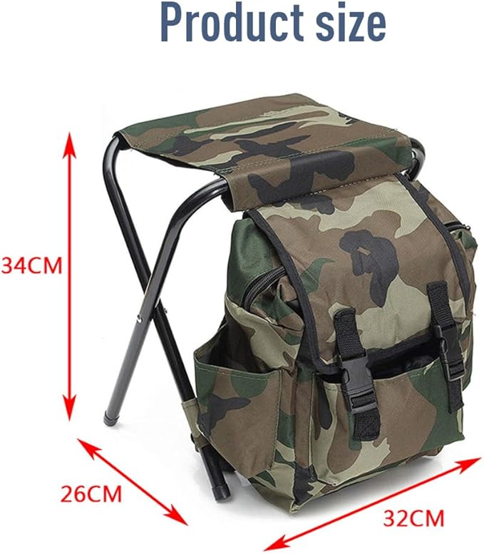 Portable Mountaineering Backpack ChairFoldable Fishing Chair100kg Max Load Oxford Cloth Stool Backpack for Camping HikingTravel