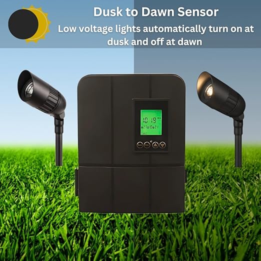 Moonrays 120W Low Voltage Landscape Transformer with Astronomical Timer Dusk/Dawn Weather Resistant Outdoor LED Power Lighting Transformers for Bright Pathway Garden Driveway Lights CETL Approved