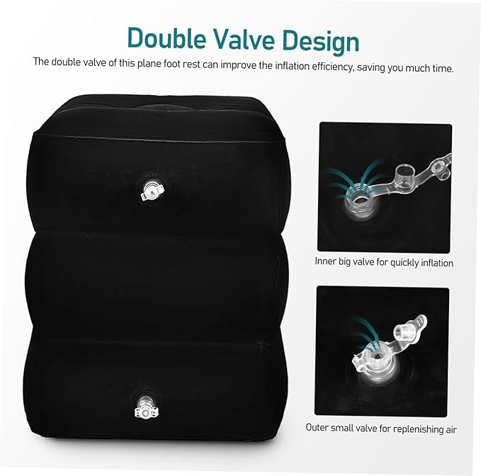 Mikikit Soft Leg Support Pillow for Airplane Car Inflatable Foot Rest for Travel