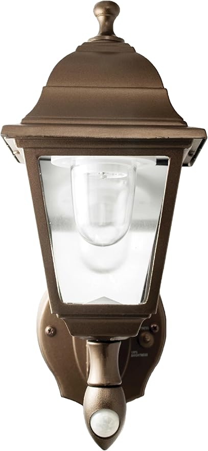 Maxsa 46219 Premium Battery-Powered Motion-Activated Decorative Outdoor Cool White LED Wall Sconce Lighting Fixture Metal Housing Dark Copper