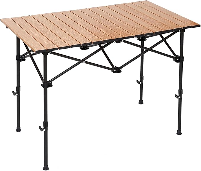 SHANQUAN Camping Table Roll up Table Fold up Lightweight Compact 4 Person Portable Adjustable Height Roll up Aluminum Table with Carry Bag for Outdoor Camping Picnic Backyards BBQ