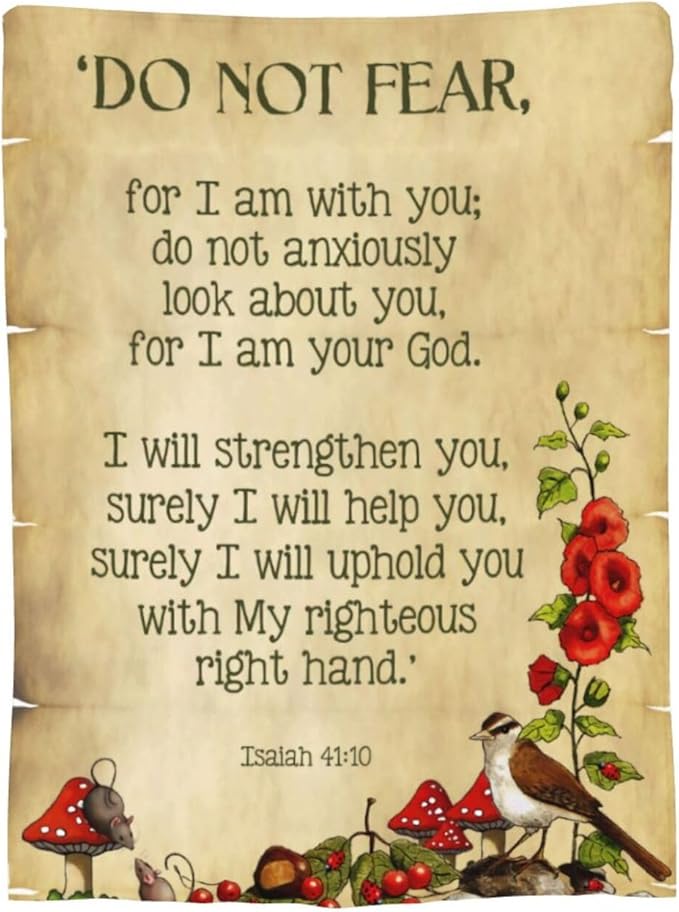 50X40 Bible Verse Isaiah 41 10 Do Not Fear Nature Lightweight Flannel Blanket - Soft and Breathable Polyester Suitable for Travel Camping and Home Decoration