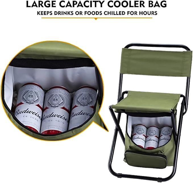 Fishing Chair with Cooler Bag Compact Fishing Stool Foldable Camping Chair Outdoor Folding Ice Bag Chair with Storage Bag (Size : Camouflage)